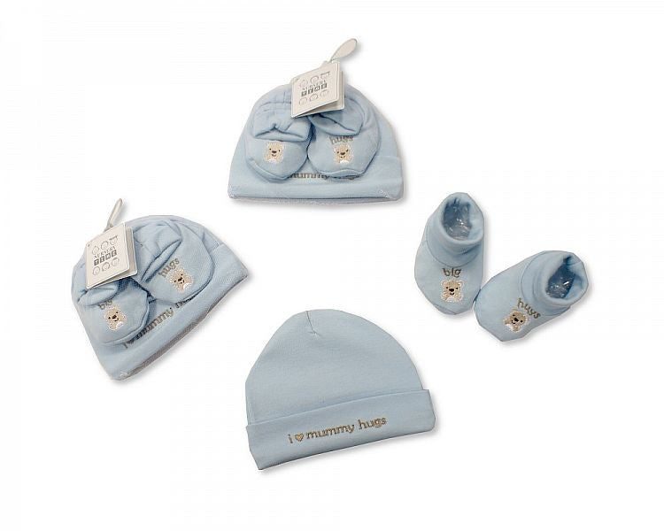 Baby Hat and Booties Set - Hugs - Boys