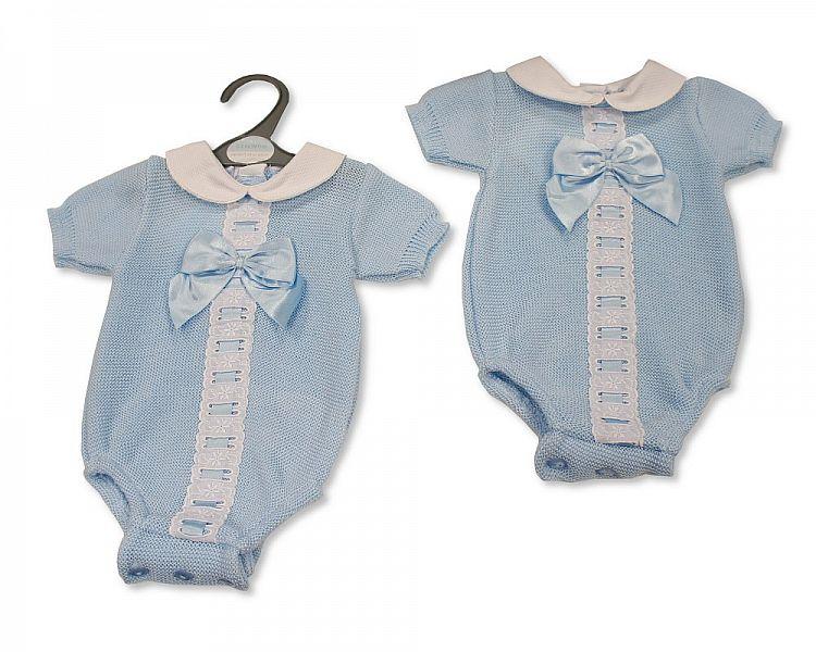 Knitted Baby Boys Romper with Bow (0-9 Months) Bw-10-093 - Kidswholesale.co.uk