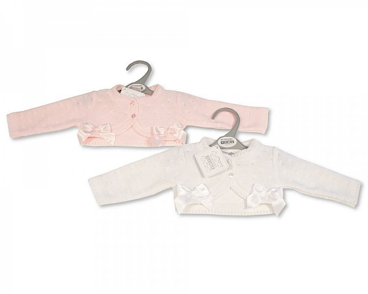 Knitted Baby Girls Bolero Cardigan with Bows - (9-24m) (PK6) BW-10-118