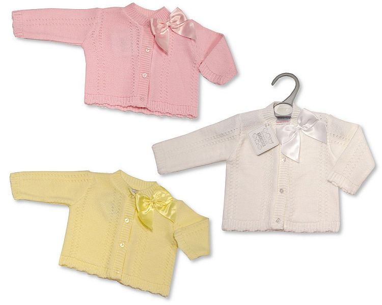 Knitted Baby Girls Cardigan with Bow (0-9 Months) (PK6) Bw-10-581