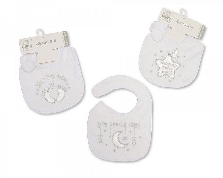 Baby Velcro Christening Bibs (Bw 104-707) - Kidswholesale.co.uk