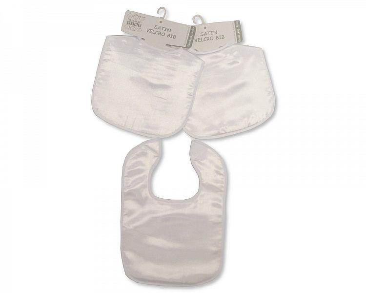 Large Baby Satin Bibs - Plain White (Bw 104-712) - Kidswholesale.co.uk