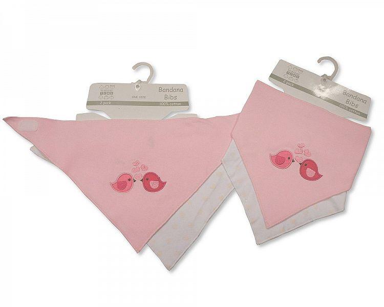 Baby Bandana Cotton Bibs 2 Pack - Girls - Kidswholesale.co.uk