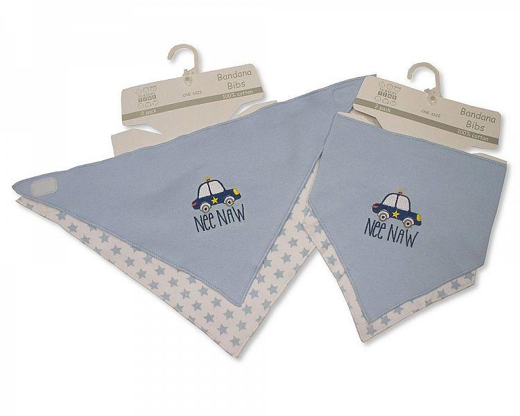 Baby Bandana Cotton Bibs 2 Pack - Boys - Kidswholesale.co.uk
