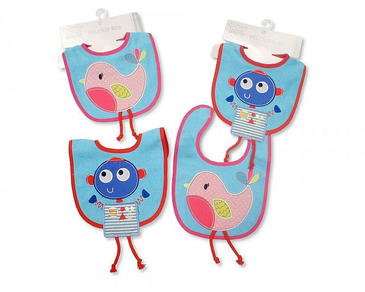 Baby Velcro Bibs - Robot and Bird