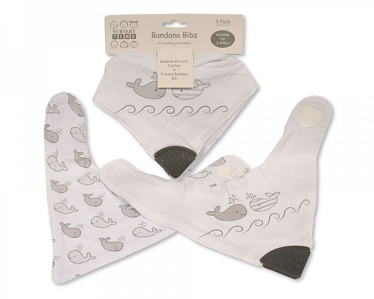 Baby Cotton Bandana Bibs 2-Pack - Whale (Pk6) BW-104-760