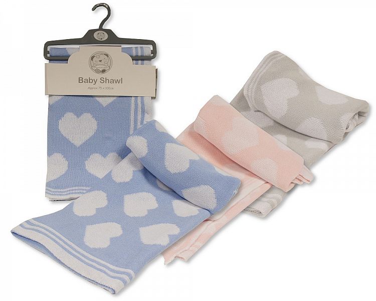 Baby Cotton Shawl - Hearts - Bw 110-091
