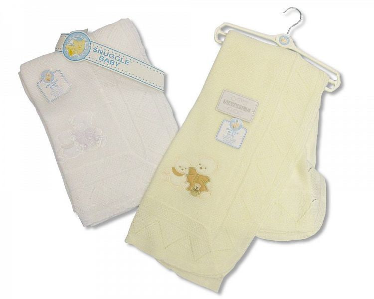 Baby Shawl on Hanger - Teddy Family
