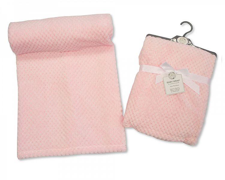 Plain Baby Waffle Wrap - Pink BW-112-950P - Kidswholesale.co.uk