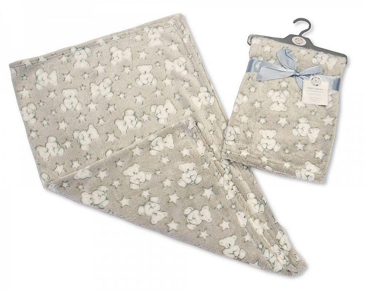 Grey Blue Baby Wrap - Teddy (BW-112-967g) - Kidswholesale.co.uk
