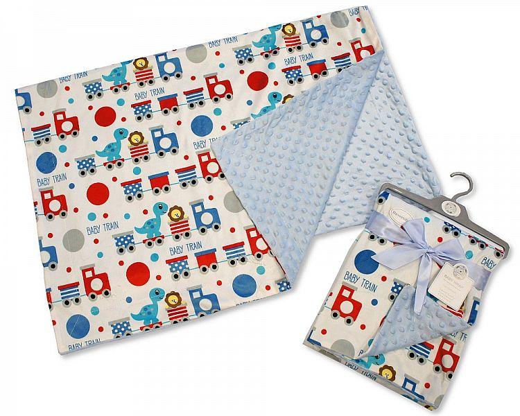 Baby Boys Reversible Wrap - Baby Train - Kidswholesale.co.uk