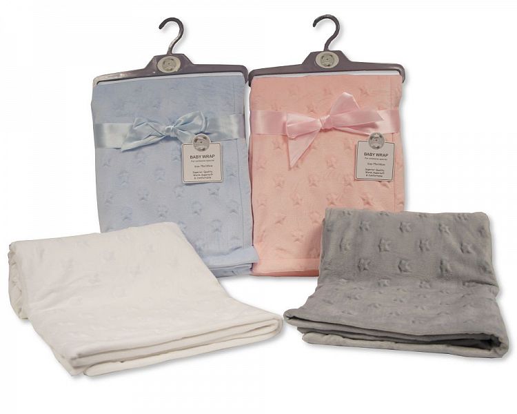 Baby Star Embossed Velour Wrap - 4 Colours - Bw 112-998