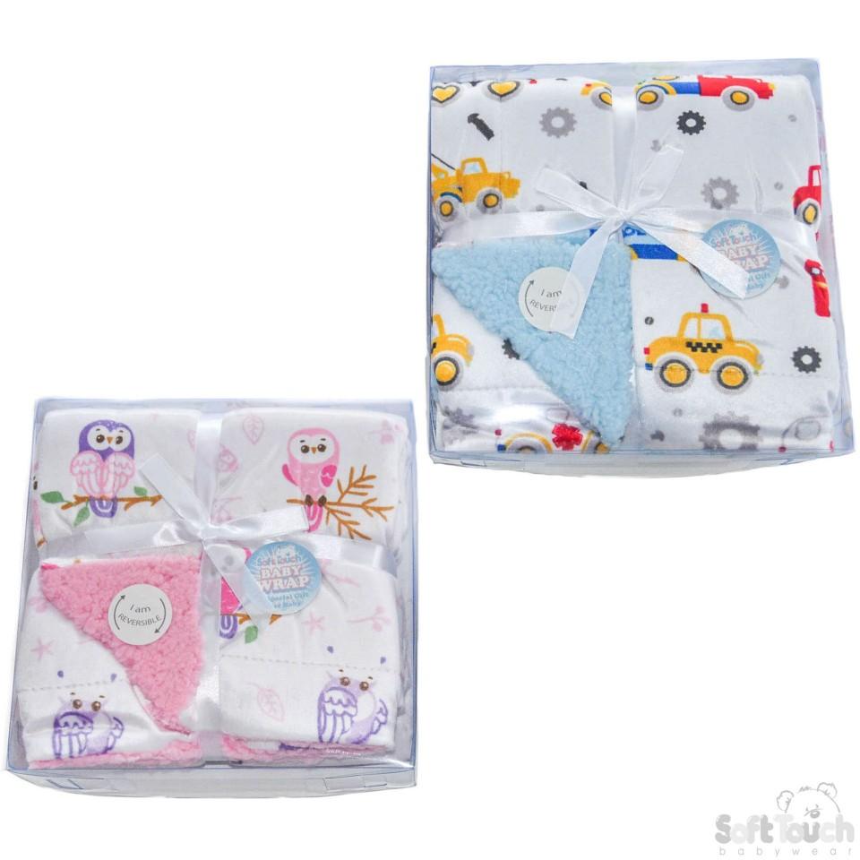 Reversible Printed Double Layer Micro Mink Wrap FBP140 - Kidswholesale.co.uk
