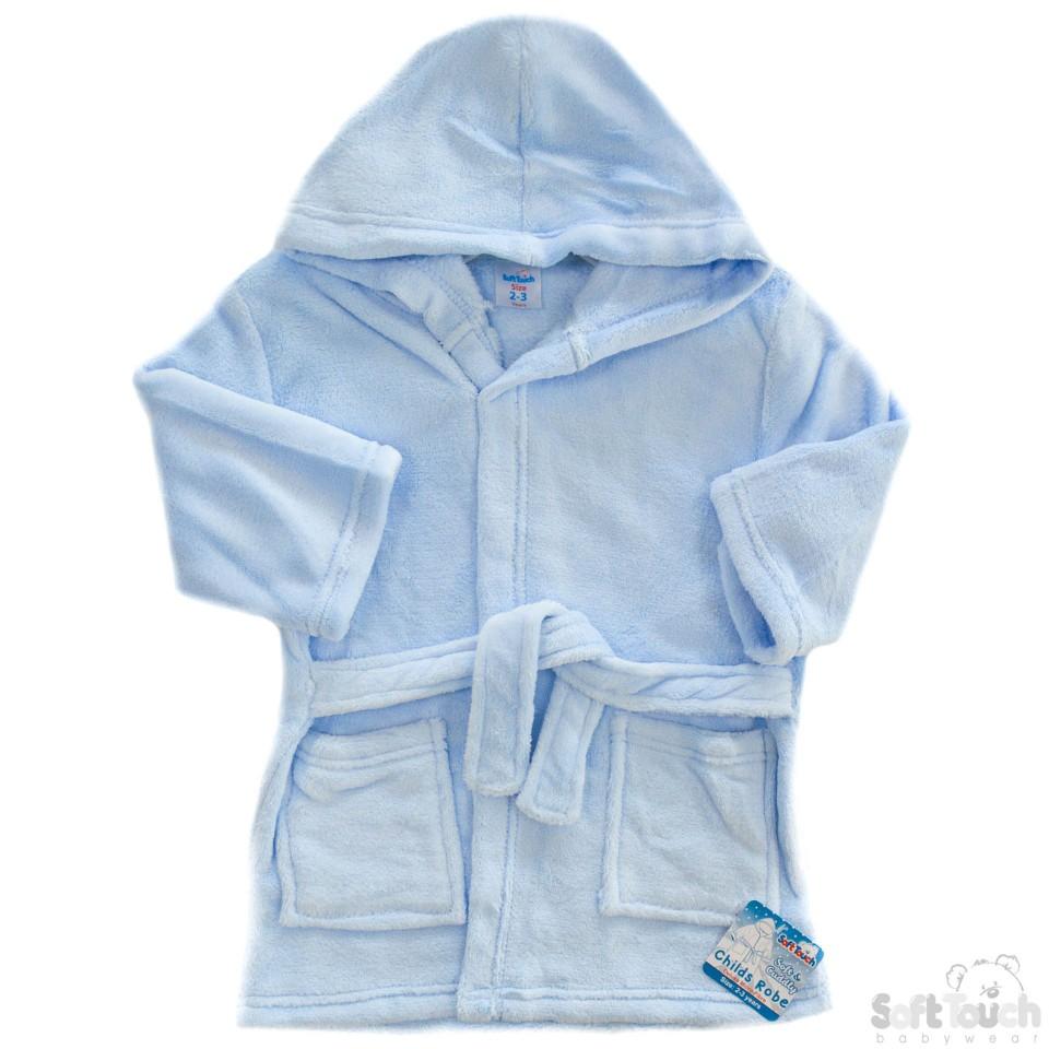 Children's Blue Coral Fleece Hooded Robe - 2/6 Years - FBR17-B - Kidswholesale.co.uk