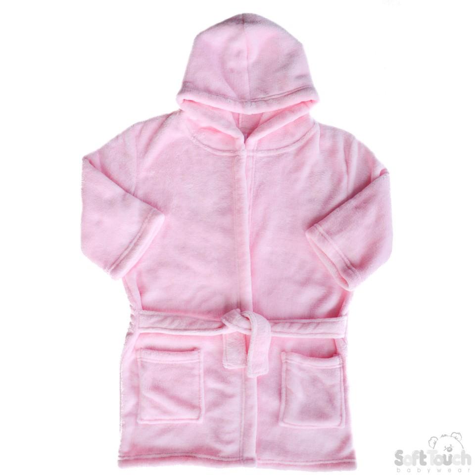 Children's Pink Coral Fleece Hooded Robe - 2/6 Years - FBR17-P - Kidswholesale.co.uk