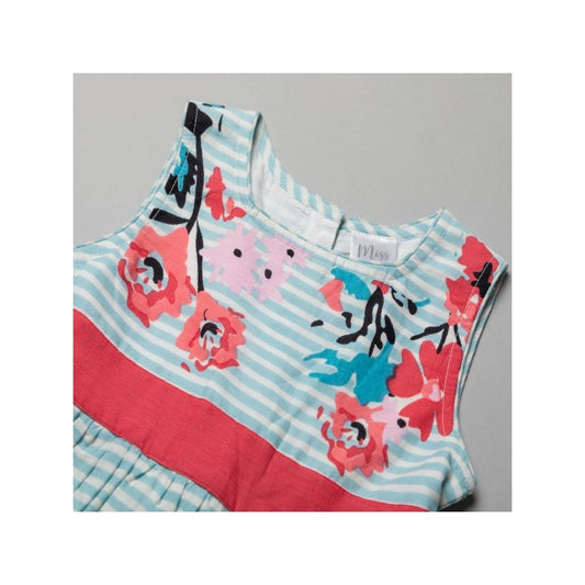 Floral Pique Stripe Summer Dress (3-11 Years) T20355LIGHTMINT