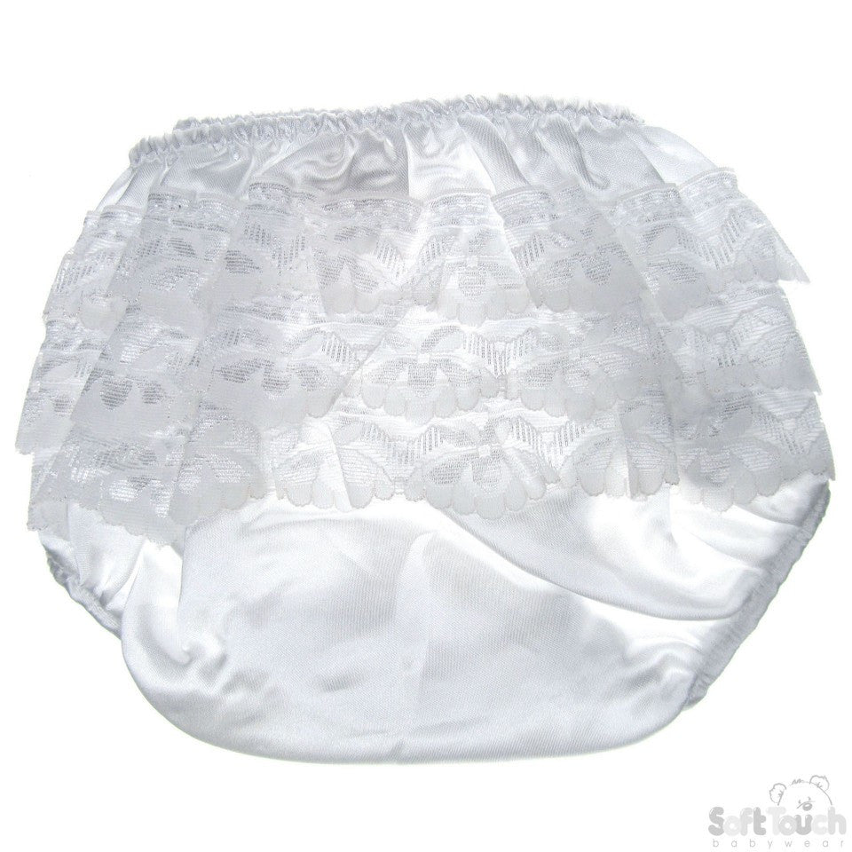 White Satin Frilly Pants FP03-SW