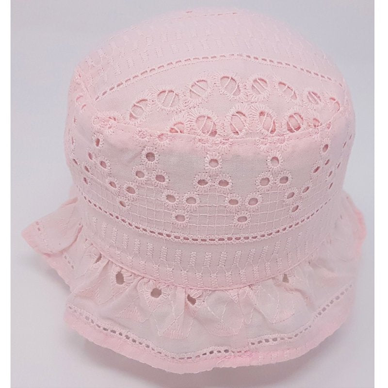 Girls Cotton Bucket Hat - Embroidered (6-18m)(pk12) KIDS/0342