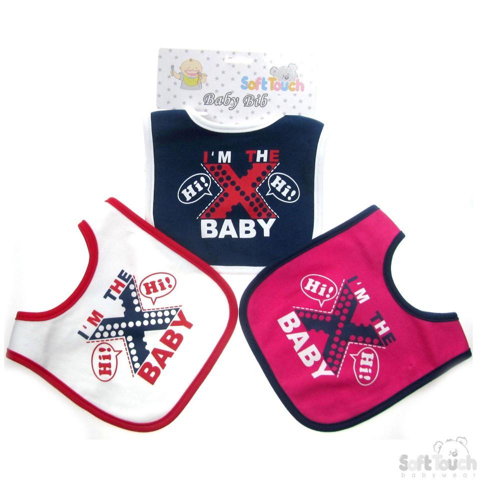 "I'M THE X BABY VELCRO BIBS P4712 - Kidswholesale.co.uk