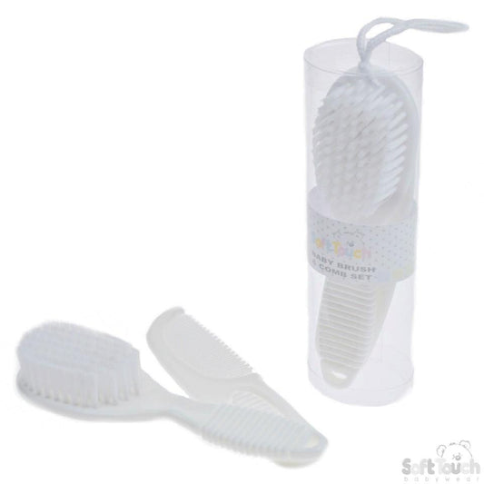 White Deluxe Baby Brush & Comb Set: P604-W - Kidswholesale.co.uk