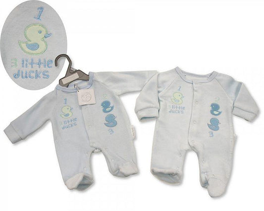 Premature Baby Boys Velour All in One - Little Ducks (PB 20-0074) - Kidswholesale.co.uk