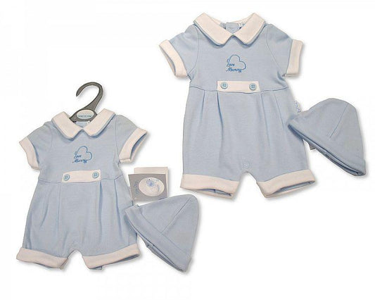 Premature Baby Boys Romper with Hat - I Love Mummy (3-5 to 5-8Lbs) Pb-20-525 - Kidswholesale.co.uk