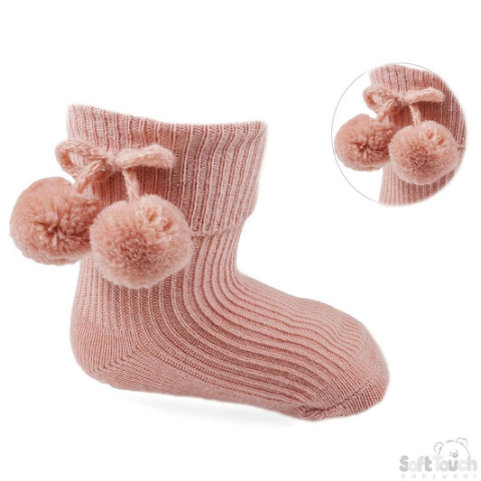 POM-POM SOCKS: S121-RO - Kidswholesale.co.uk