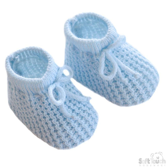 Blue Acrylic Baby Bootees S401-B - Kidswholesale.co.uk