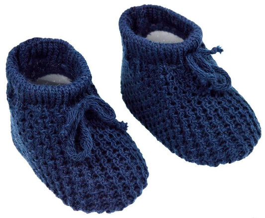 Navy Acrylic Baby Bootees S401-N - Kidswholesale.co.uk
