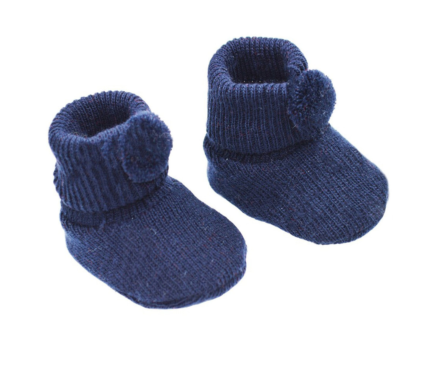 Acrylic Pom-Pom Baby Bootees Navy - S408-N - Kidswholesale.co.uk