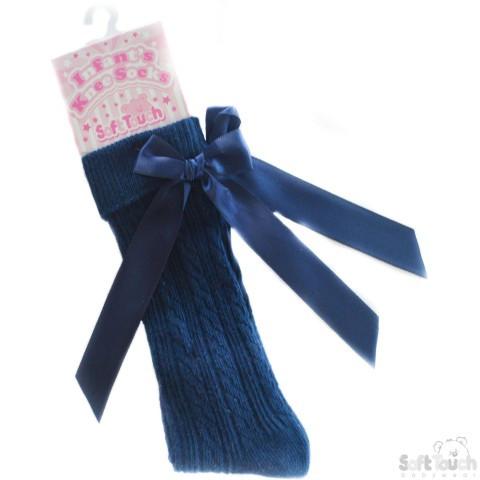 Infants Ribbed Knee Length Socks W/Stitched Bow: S41-N - Kidswholesale.co.uk