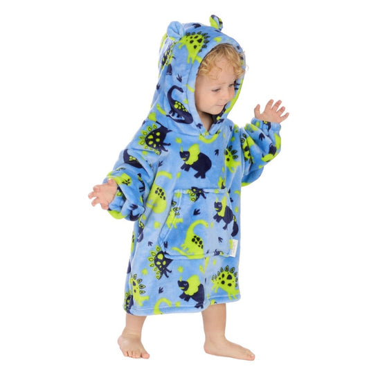 Oversized Teddy Print Plush Hoodie (One Size - 18 Months- 3 Years) (PK4) 18C1080