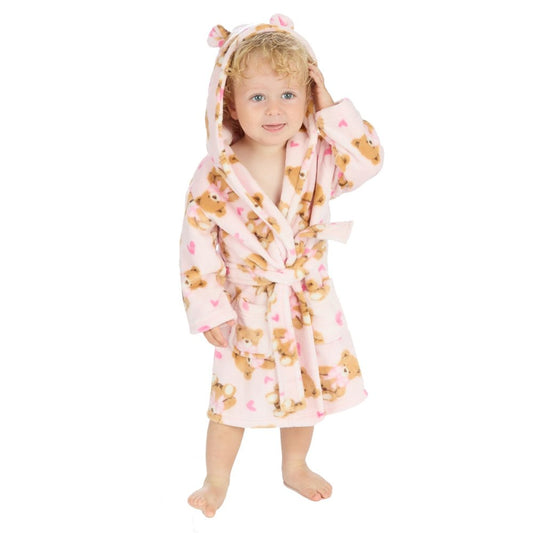 Hooded Dressing Gown Teddy Print (6-24 Months) (PK4) 18C1082