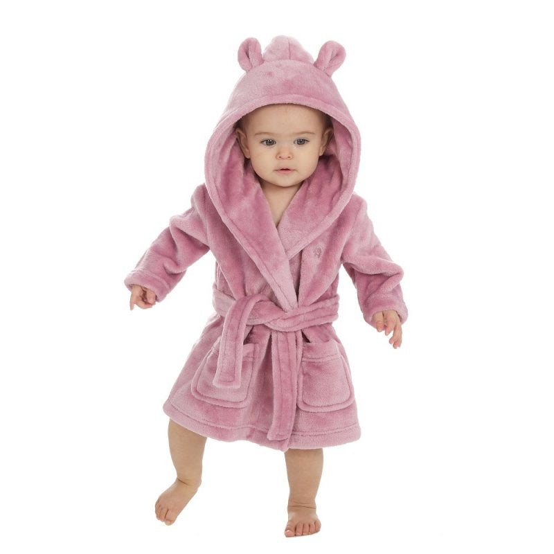 BABY DUSKY PINK HOODED DRESSING GOWN (6-24 MONTHS) (PK5) 18C852