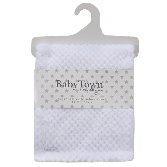 Baby Plush Fleece Waffle Wrap - White (75x90cm) (PK6) 19C271