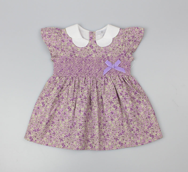 GIRLS ALL OVER EMBROIDERY DRESS LILAC (PK 6) (1-2 YEARS) E33221