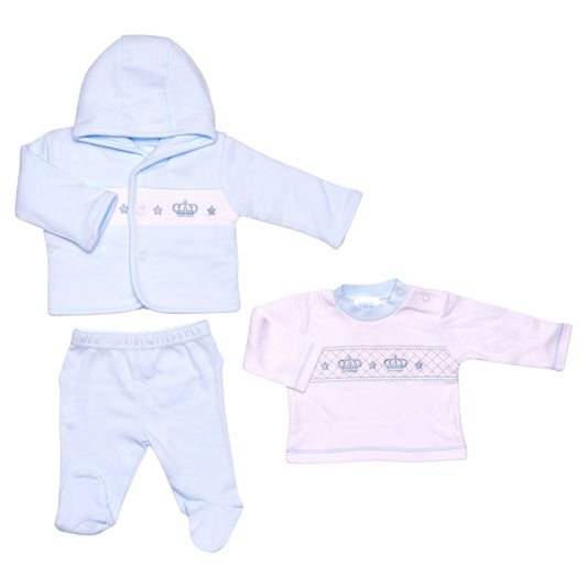 Prem Baby 3pc Smocked Jacket Set - Crown (3-8lbs) (PK12) 40JTC9758
