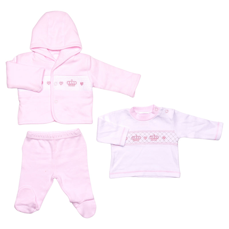 Prem Baby 3pc Smocked Jacket Set - Crown (3-8lbs) (PK12) 40JTC9758