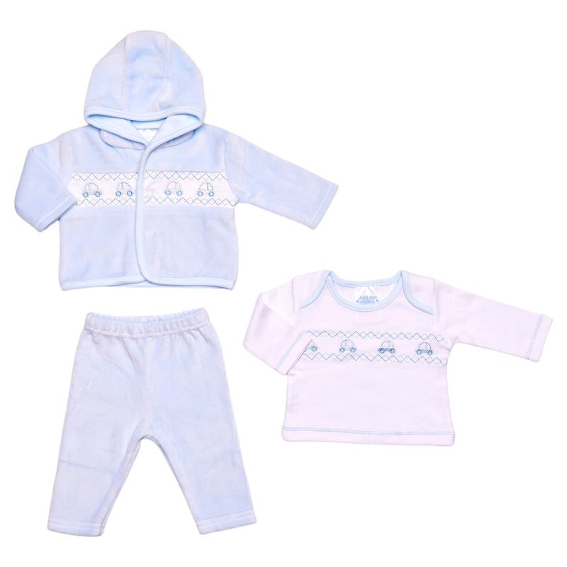 Prem Baby 3pc Smocked Velour Jacket Set - Cars (3-8lbs) (PK12) 40JTC9770