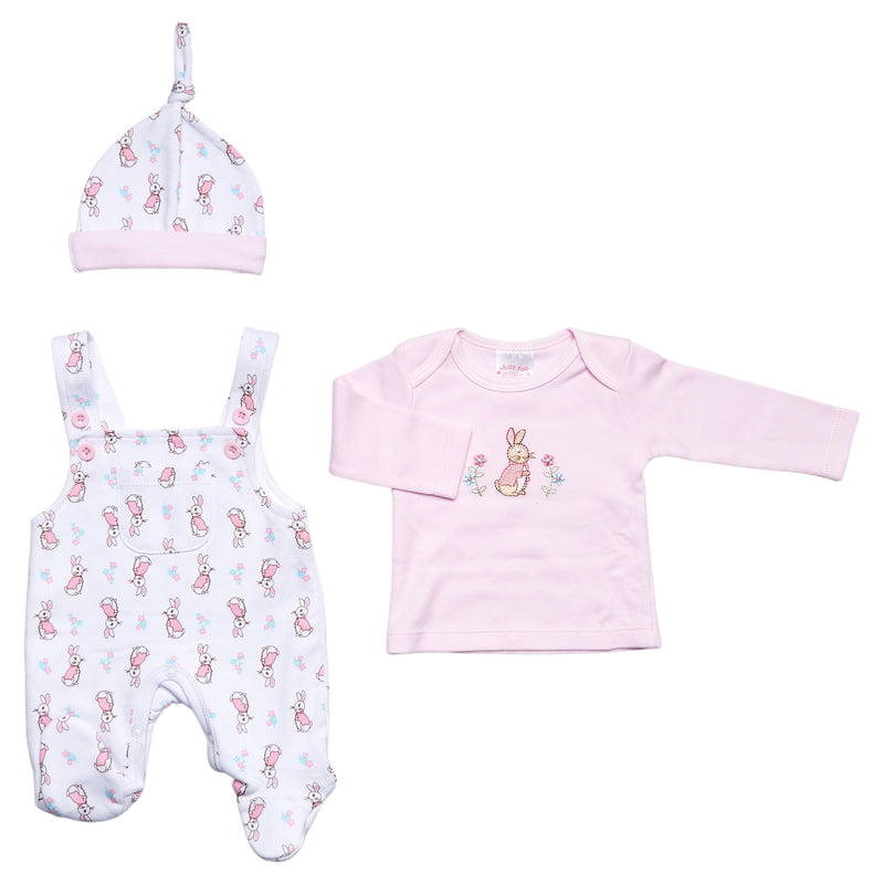 Prem Baby 3pc Dungaree Set - Rabbit (3-8lbs) (PK12) 40JTC9795