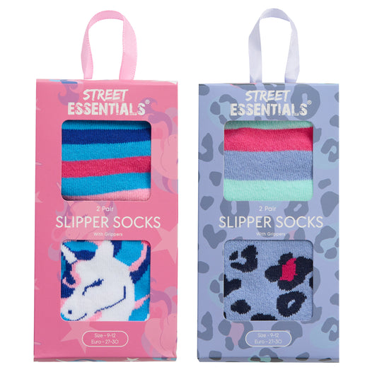 Girls 2pk Boxed Terry Slipper Socks - (PK12) (6-3.5) 43B870