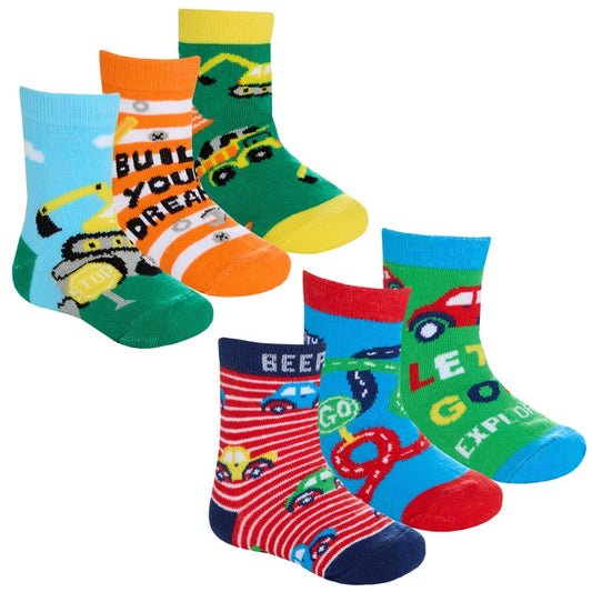 Baby Boys 3 Pack Cotton Rich Ankle Socks - Cars (0-5.5) (PK12) 44B1003