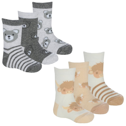 Baby Boys Socks - Bear/Lion (PK12) (0-5.5) 44B1043