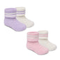 Baby Girls 2 Pack Bow Socks - Pink/Lilac Striped (0-5.5) (PK6) 44B1056