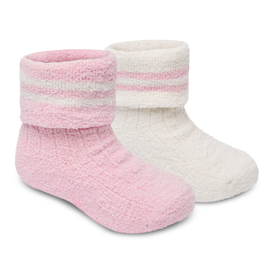 Baby Girls 2 Pack Bow Socks - Pink/Lilac Striped (0-5.5) (PK6) 44B1056