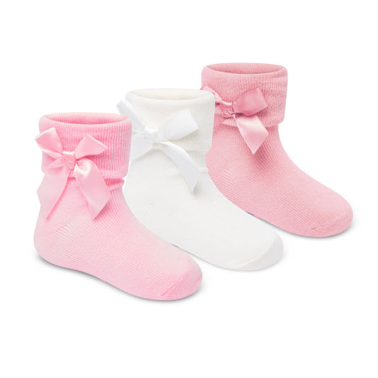 Baby Girls 3 Pack Bow Socks - Pink (0-5.5) (PK6) 44B1057