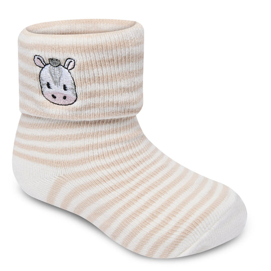 Baby Unisex 3 Pack Embroidered Socks with Grippers - Animals (0-5.5) (PK6) 44B1061
