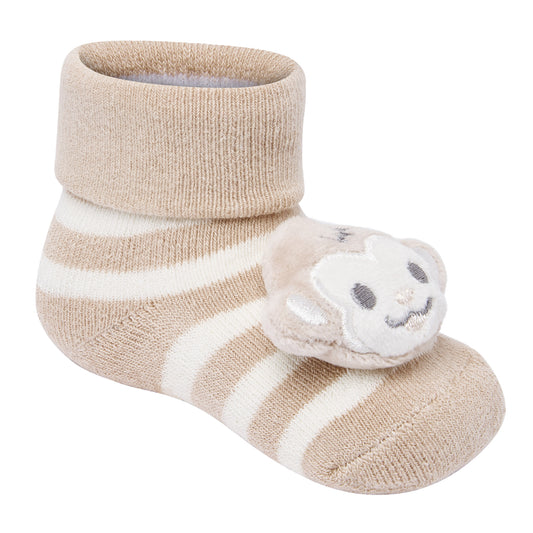 Baby novelty Socks with rattle - Monkey (0-12m) (PK6) 44B1068