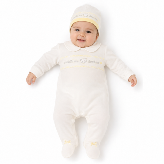 Baby All in One with Smocking and Hat - Cuddle Me (NB-6 Months) (PK6) Bis-2120-6082