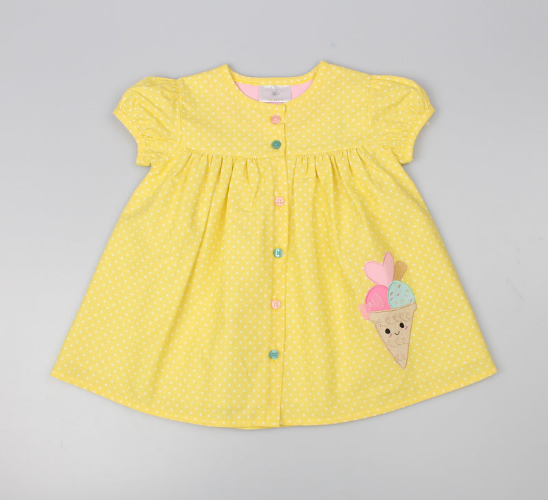 GIRLS ALL OVER EMBROIDERY DRESS YELLOW (PK 6) (1-2 YEARS) E33214